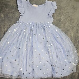 Adorable Kids Dress in Blue with Silver Accents